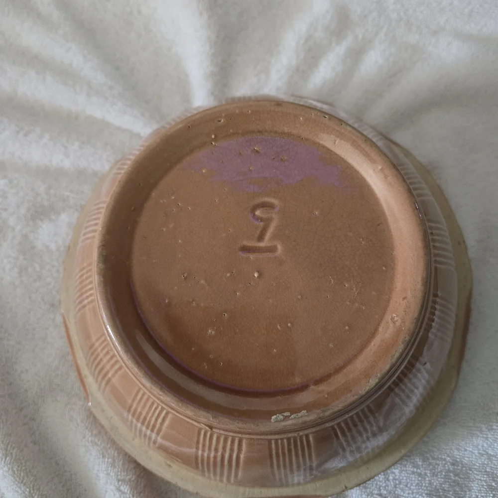 Vintage Watt  Pottery, Moon & Stars, Ceramic Mixing Bowl, #9 - Pumpkin Glaze - Picture 3 of 5